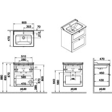 Тумба с раковиной белый матовый 60,5 см Vitra Root Classic 68848