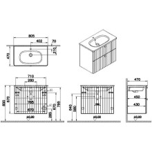 Тумба с раковиной белый матовый 80,5 см Vitra Root Groove 69436