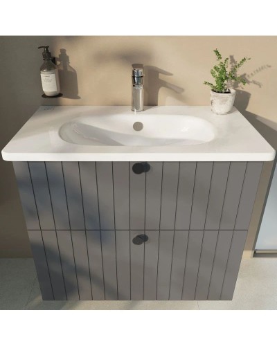 Тумба с раковиной серый матовый 80,5 см Vitra Root Groove 69438