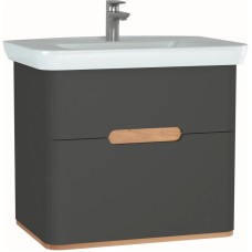 Тумба с раковиной антрацит матовый/дуб 78 см Vitra Sento 60836