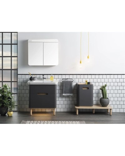 Тумба с раковиной антрацит матовый/дуб 78 см Vitra Sento 60836