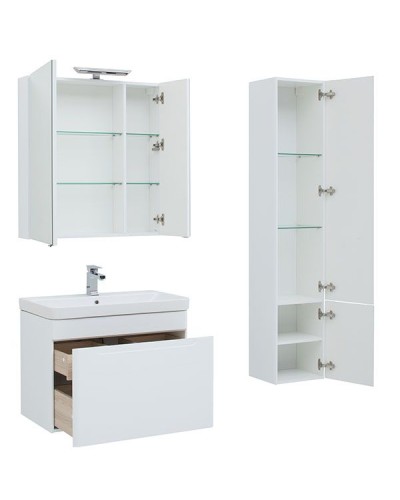 Тумба под раковину Aquanet София 80 199869 подвесная Белый глянец