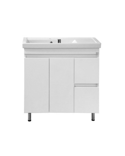 Фостер - 80 Тумба напольная с 2 ящ. "правое крыло" белая / раковина