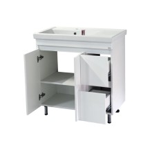 Фостер - 80 Тумба напольная с 2 ящ. "правое крыло" белая / раковина