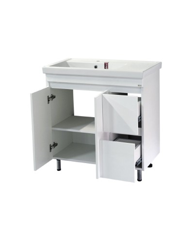 Фостер - 80 Тумба напольная с 2 ящ. "правое крыло" белая / раковина