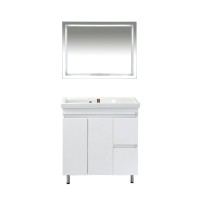 Фостер - 80 Тумба напольная с 2 ящ. "правое крыло" белая / раковина