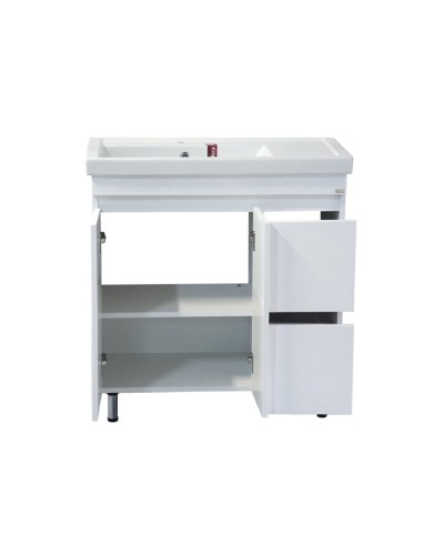 Фостер - 80 Тумба напольная с 2 ящ. "правое крыло" белая / раковина