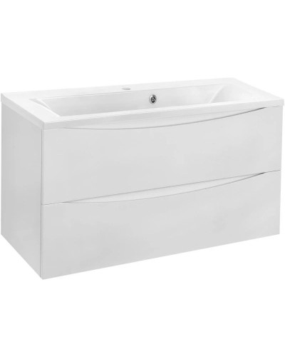 Тумба с раковиной белый глянец 90 см Vincea Mia VMC-2MA900GW + VCB-3M900W