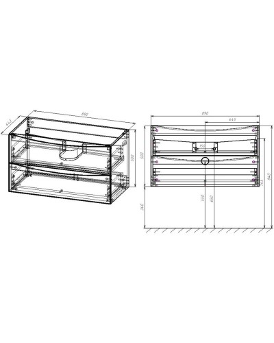 Тумба с раковиной бетон 90 см Vincea Mia VMC-2MA900BT + VCB-3M900B