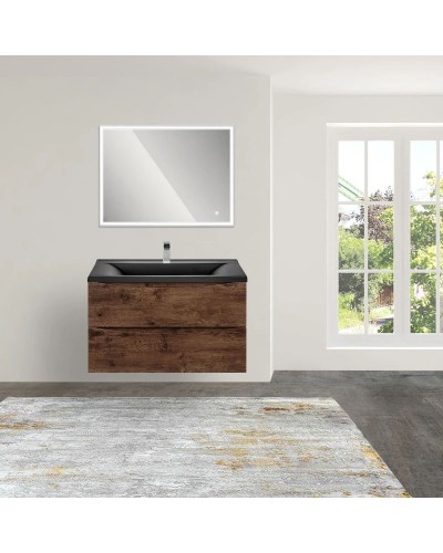 Тумба с раковиной темный дуб 80 см Vincea Mia VMC-2MA800RW + VCB-3M800B