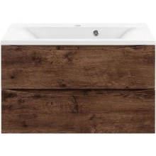 Тумба с раковиной темный дуб 80 см Vincea Mia VMC-2MA800RW + VCB-3M800W