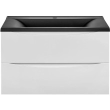 Тумба с раковиной белый глянец 80 см Vincea Mia VMC-2MA800GW + VCB-3M800B