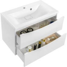 Тумба с раковиной белый глянец 80 см Vincea Mia VMC-2MA800GW + VCB-3M800W