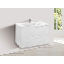 Тумба с раковиной белый глянец 80 см Vincea Mia VMC-2MA800GW + VCB-3M800W