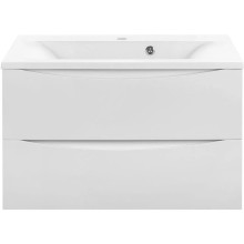 Тумба с раковиной белый глянец 75 см Vincea Mia VMC-2MA750GW + VCB-3M750W