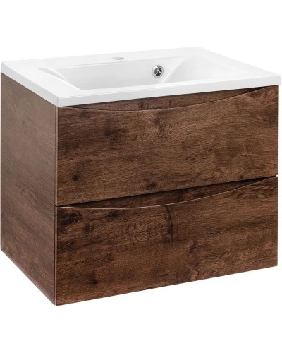 Тумба с раковиной темный дуб 65 см Vincea Mia VMC-2MA650RW + VCB-3M650W