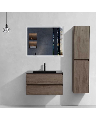 Тумба с раковиной темный дуб 80 см Vincea Luka VMC-2L800RO + VCB-13800B