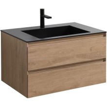 Тумба с раковиной натуральный дуб 80 см Vincea Luka VMC-2L800NO + VCB-13800B
