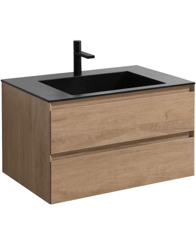 Тумба с раковиной натуральный дуб 80 см Vincea Luka VMC-2L800NO + VCB-13800B