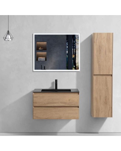 Тумба с раковиной натуральный дуб 80 см Vincea Luka VMC-2L800NO + VCB-13800B