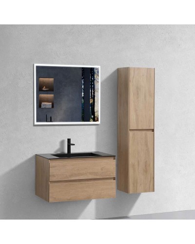 Тумба с раковиной натуральный дуб 80 см Vincea Luka VMC-2L800NO + VCB-13800B