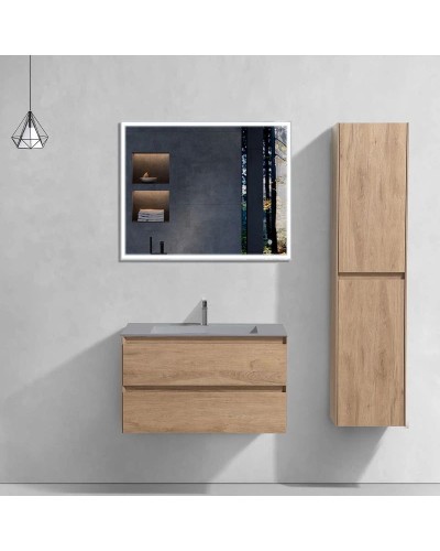 Тумба с раковиной натуральный дуб 80 см Vincea Luka VMC-2L800NO + VCB-13800G