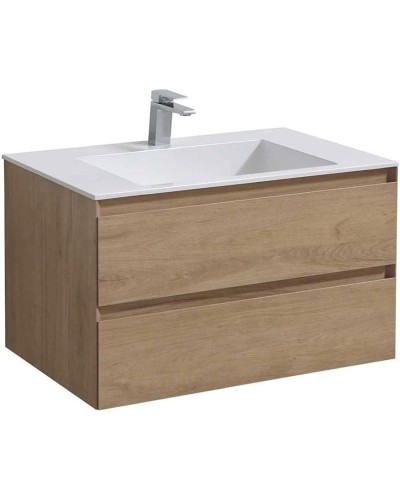 Тумба с раковиной натуральный дуб 80 см Vincea Luka VMC-2L800NO + VCB-13800W