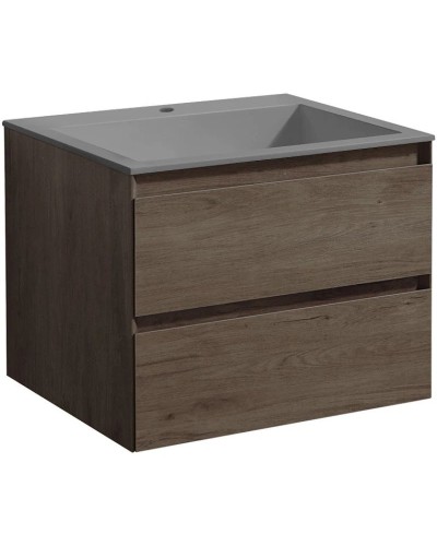 Тумба с раковиной темный дуб 60 см Vincea Luka VMC-2L600RO + VCB-13600G