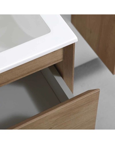 Тумба с раковиной натуральный дуб 60 см Vincea Luka VMC-2L600NO + VCB-13600W