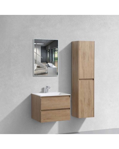 Тумба с раковиной натуральный дуб 60 см Vincea Luka VMC-2L600NO + VCB-13600W