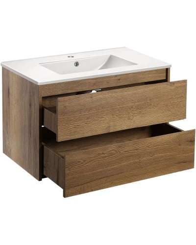 Тумба с раковиной дуб табачный 81,5 см Vincea Gio VMC-2G800TO + VBS-13980