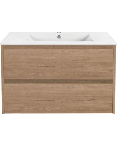 Тумба с раковиной натуральный дуб 81,5 см Vincea Gio VMC-2G800NO + VBS-13980