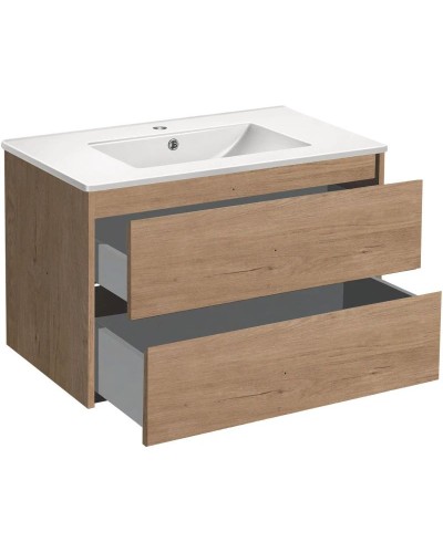 Тумба с раковиной натуральный дуб 81,5 см Vincea Gio VMC-2G800NO + VBS-13980