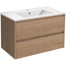 Тумба с раковиной натуральный дуб 81,5 см Vincea Gio VMC-2G800NO + VBS-13980