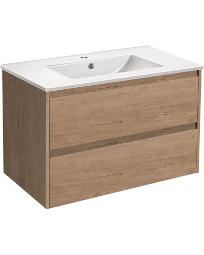 Тумба с раковиной натуральный дуб 81,5 см Vincea Gio VMC-2G800NO + VBS-13980