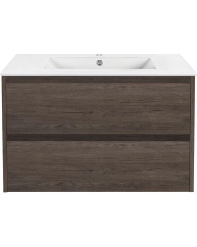 Тумба с раковиной темный дуб 81,5 см Vincea Gio VMC-2G800RO + VBS-13980