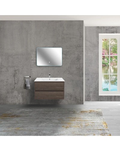 Тумба с раковиной темный дуб 81,5 см Vincea Gio VMC-2G800RO + VBS-13980