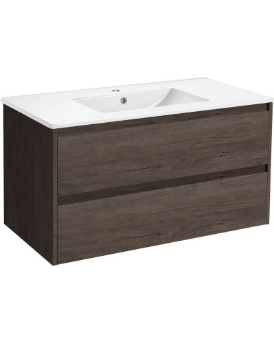 Тумба с раковиной темный дуб 101,5 см Vincea Gio VMC-2G100RO + VBS-13100