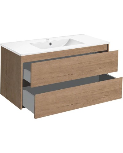Тумба с раковиной натуральный дуб 101,5 см Vincea Gio VMC-2G100NO + VBS-13100
