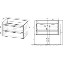 Тумба с раковиной бетон 80,5 см Vincea Fine VMC-2F800BT + VCB-1F800W
