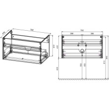 Тумба с раковиной дуб табачный 80 см Vincea Chiara VMC-2C800TO + VCB-13800G