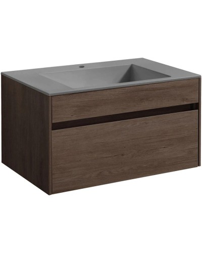 Тумба с раковиной темный дуб 80 см Vincea Chiara VMC-2C800RO + VCB-13800G