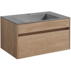 Тумба с раковиной натуральный дуб 80 см Vincea Chiara VMC-2C800NO + VCB-13800G