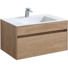 Тумба с раковиной натуральный дуб 80 см Vincea Chiara VMC-2C800NO + VCB-13800W