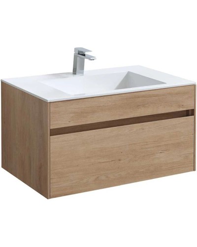 Тумба с раковиной натуральный дуб 80 см Vincea Chiara VMC-2C800NO + VCB-13800W