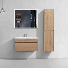 Тумба с раковиной натуральный дуб 80 см Vincea Chiara VMC-2C800NO + VCB-13800W