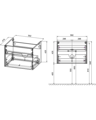 Тумба с раковиной темный дуб 60 см Vincea Chiara VMC-2C600RO + VCB-13600G