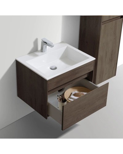 Тумба с раковиной темный дуб 60 см Vincea Chiara VMC-2C600RO + VCB-13600W