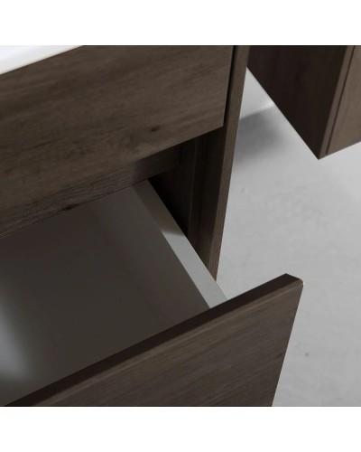 Тумба с раковиной темный дуб 60 см Vincea Chiara VMC-2C600RO + VCB-13600W