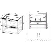 Тумба с раковиной белый глянец 59,4 см Vincea Paola VMC-2P600GW + VCB-2VP600W